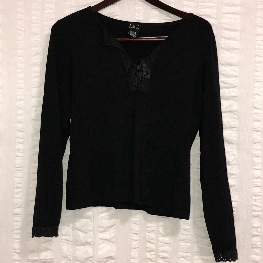 SALE INC V-neck Lace Up Blouse